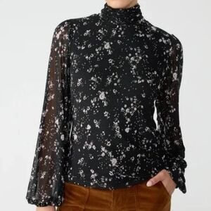 Sanctuary Night Dream Mesh Turtleneck Top in Dark Oak Size S